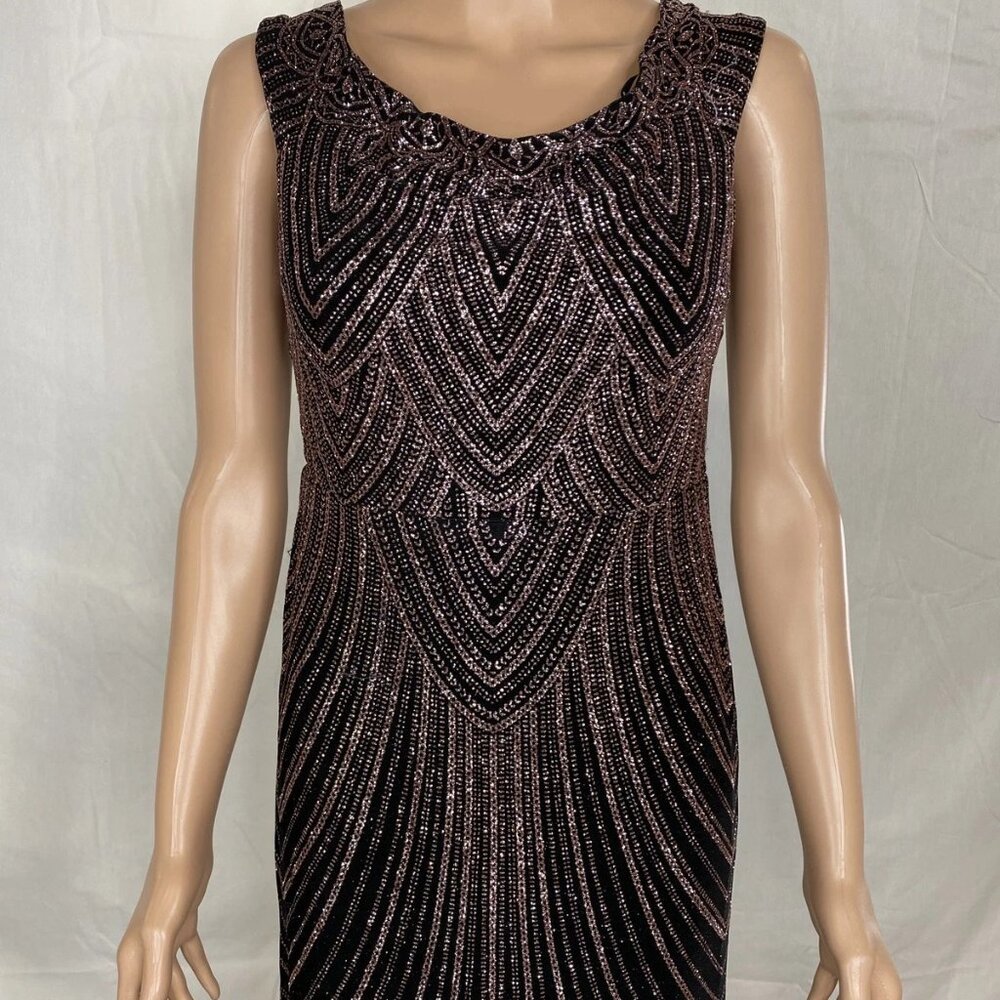 Betsy & Adam Women’s Sequined & Glitter Mermaid Gown Black/Gold Size 10P